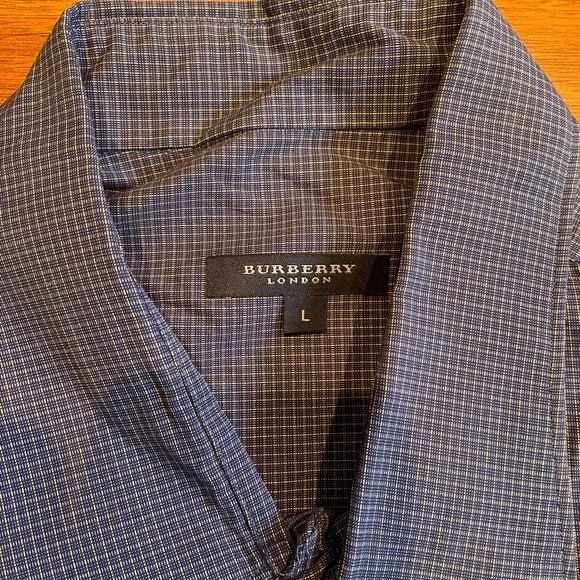 Burberry London 100% cotton blue striped button down shirt large - Picture 5 of 12